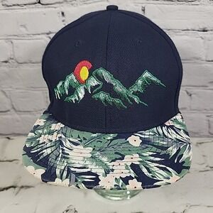 VTG Y2K Lids Hat Mens OS Snapback Moutain Scaped Hawaiian Floral Snapback Cap
